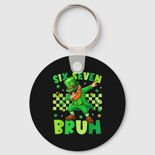 Bruh 67 St. Patricks Day Leprechaun Six Seven 6 7  Nyckelring (Framsida)