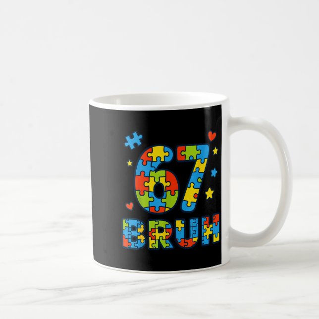 Bruh 6 7 Funny Six Seven Autism Awareness Kids Tea Kaffemugg (Höger)