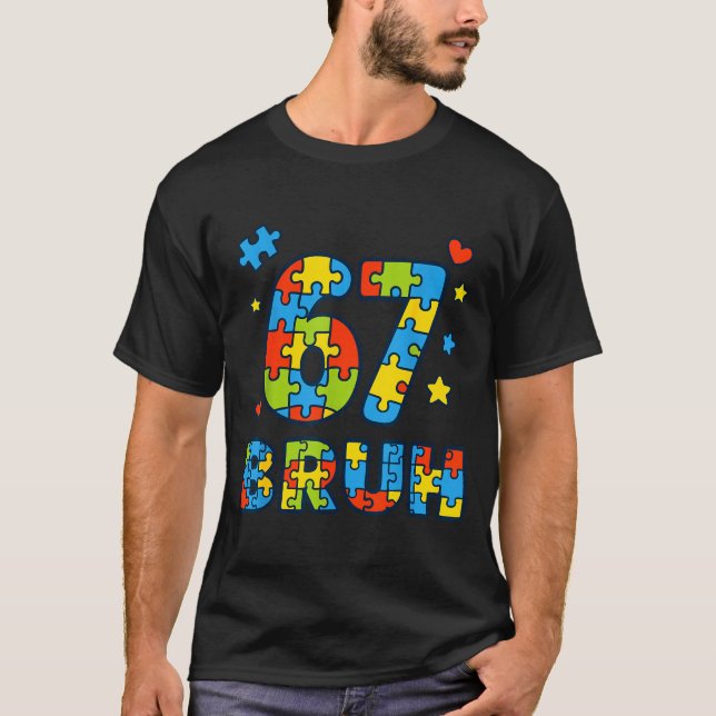 Bruh 6 7 Funny Six Seven Autism Awareness Kids Tea T Shirt (Framsida)