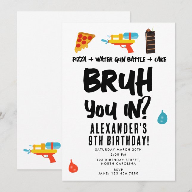 Bruh, är du med? Boy Teenager Birthday Summer Game Inbjudningar (Fram/baksida)