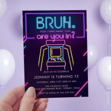 Bruh, är du med? Neon Arcade Video Games Boy Birth