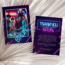 Bruh, är du med? Neon Arcade Video Games Boy Birth Tack Kort