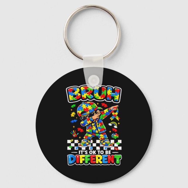 Bruh att vara annorlunda pussel autism medvetenhet nyckelring (Framsida)
