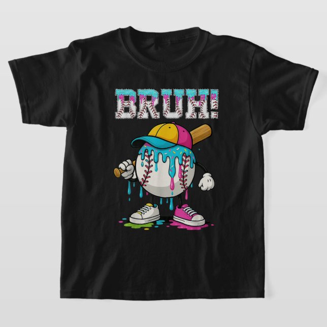 Bruh Baseball Ice Cream Drip Meme T Shirt (Laydown)