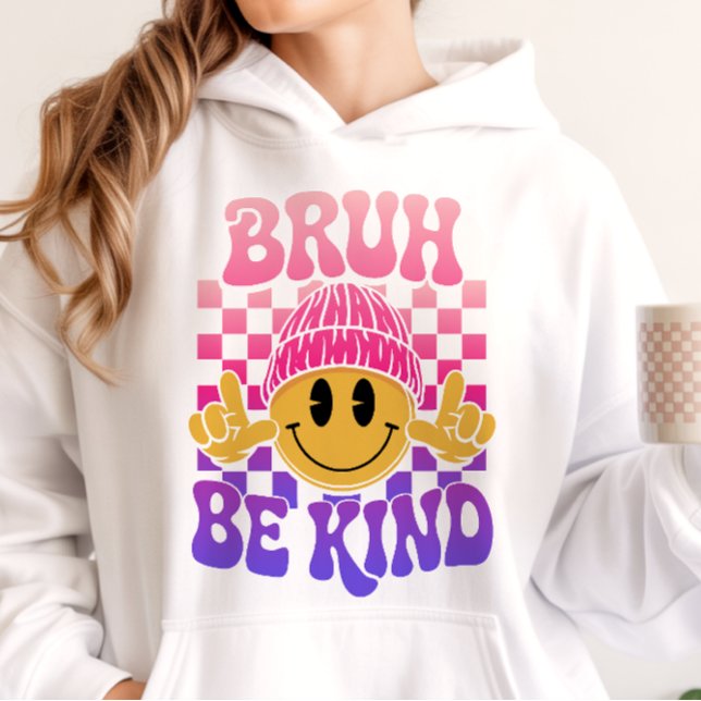 Bruh Be Kind Glad Ansikte Beanie Rosa Lila T Shirt (Skapare uppladdad)