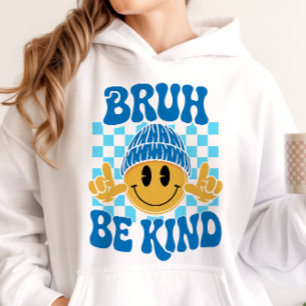 Bruh Be Kind Happy Face Beanie Blå T Shirt