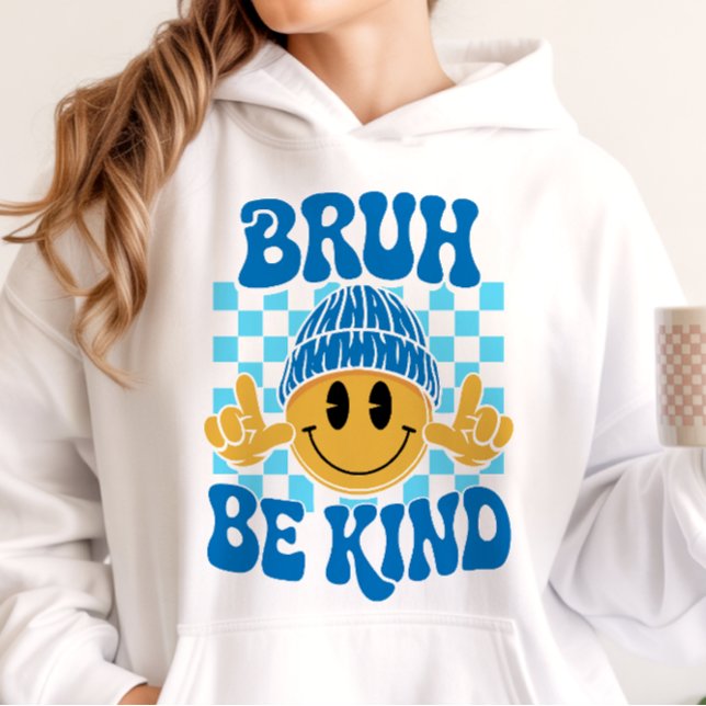 Bruh Be Kind Happy Face Beanie Blå T Shirt (Skapare uppladdad)