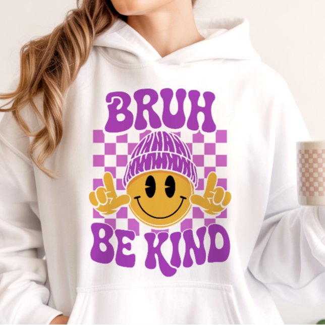 Bruh Be Kind Happy Face Beanie Lila T Shirt (Skapare uppladdad)