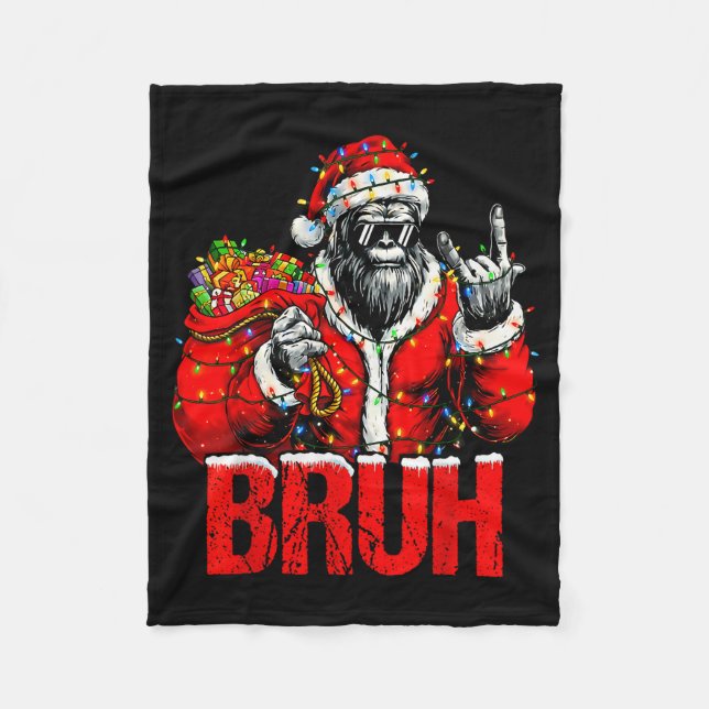 Bruh Bigfoot Christmas Funny Sasquatch Xmas For Me Fleecefilt (Framsidan)