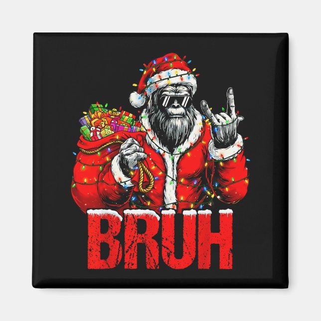 Bruh Bigfoot Christmas Funny Sasquatch Xmas For Me Magnet (Framsidan)