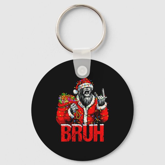 Bruh Bigfoot Christmas Funny Sasquatch Xmas For Me Nyckelring (Framsida)