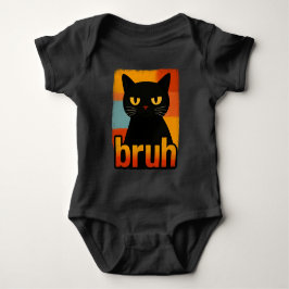Bruh Black Cat Funny Retro Vintage Meme T Shirt