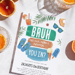 Bruh Boy Bassäng Party Birthday Inbjudningar