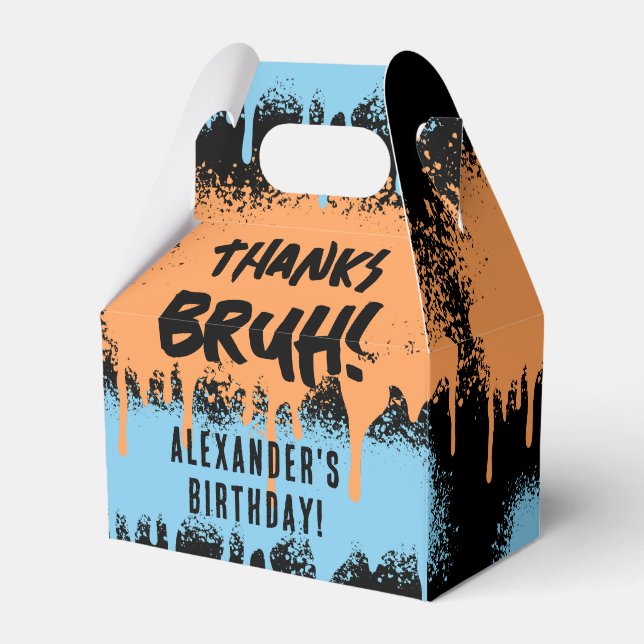Bruh Boy's Birthday Neon Graffiti Orange Blue Presentaskar (Framsidan Sidan)