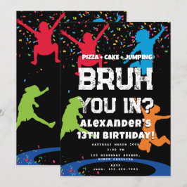 Bruh Boy's Birthday Party Teenager Jump Trampoline Inbjudningar