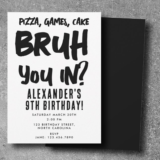 Bruh Boy's Teenager Födelsedagsfest Tonåring Boy Inbjudningar (Bruh Boy's Teenager Birthday Party Teen Boy Invitation)