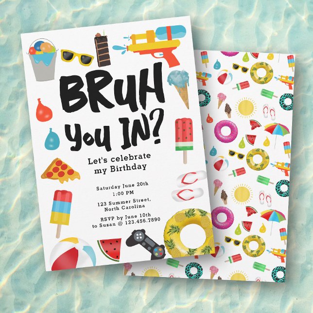 Bruh Boy's Teenager Födelsedagsfest Tonåring Boy S Inbjudningar (Bruh Boy's Teenager Birthday Party Teen Boy Summer Invitation)