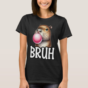 Bruh Capybara Blowing Bubblegum Funny Animal Meme T Shirt