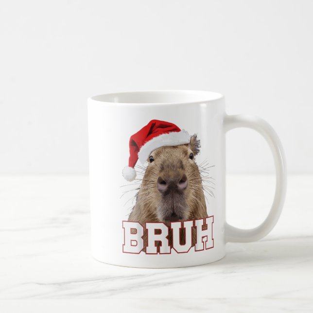 Bruh Capybara Funny Santa Hat-julsäsong Kaffemugg (Höger)