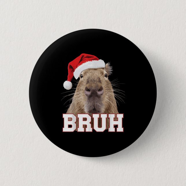 Bruh Capybara Funny Santa Hat-julsäsong Knapp (Framsida)