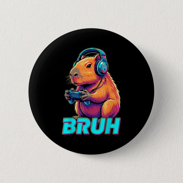 Bruh Capybara Funny Video Games Capybaras  Knapp (Framsida)