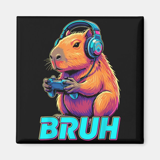 Bruh Capybara Funny Video Games Capybaras  Magnet (Framsidan)