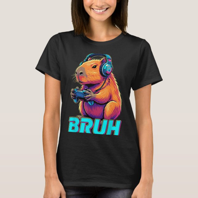 Bruh Capybara Funny Video Games Capybaras  T Shirt (Framsida)
