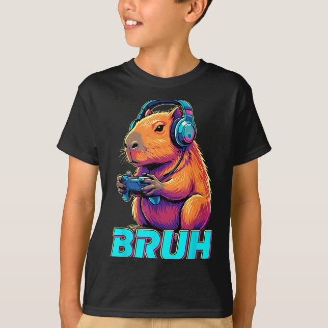 Bruh Capybara Funny Video Games Capybaras  T Shirt (Framsida)