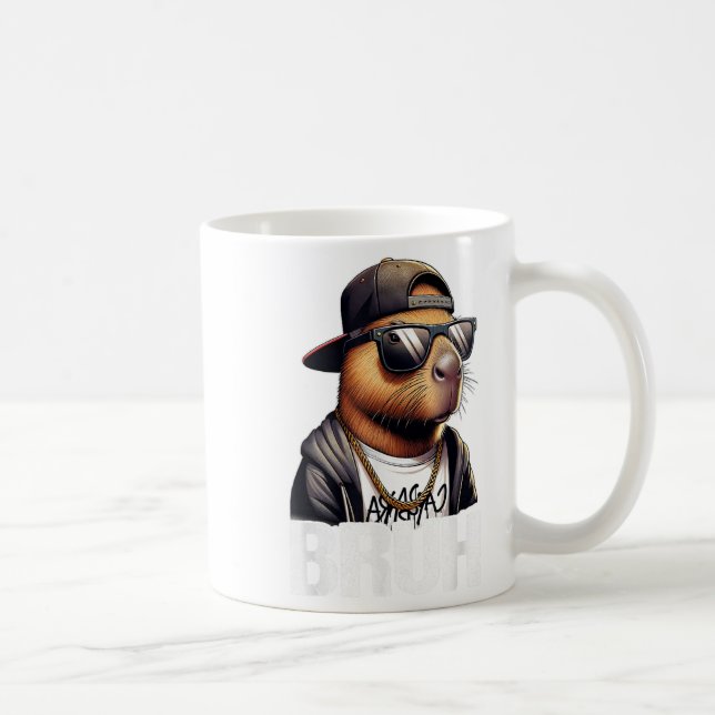 Bruh Capybara Sungles Boys Manar Funny Capybara Lo Kaffemugg (Höger)