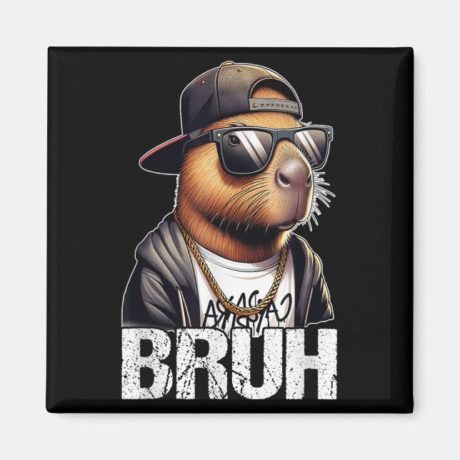 Bruh Capybara Sungles Boys Manar Funny Capybara Lo Magnet (Framsidan)
