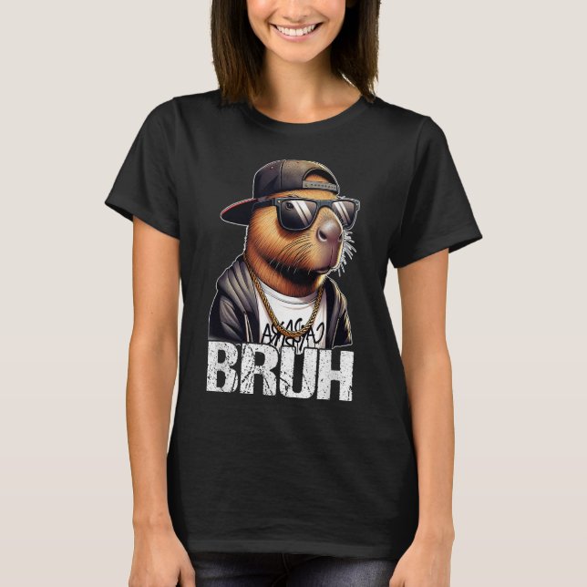 Bruh Capybara Sungles Boys Manar Funny Capybara Lo T Shirt (Framsida)
