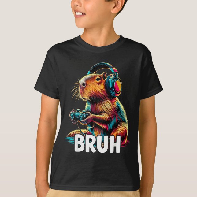 Bruh Capybaras Funny Video Games Capybara  T Shirt (Framsida)