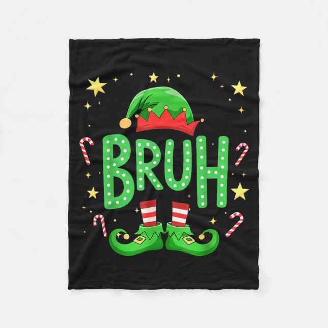 Bruh Christmas Elf Funny Xmas Kids Boys Christmas  Fleecefilt (Framsidan)