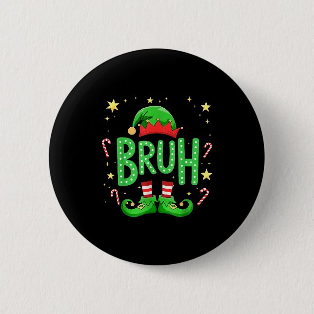 Bruh Christmas Elf Funny Xmas Kids Boys Christmas  Knapp (Framsida)
