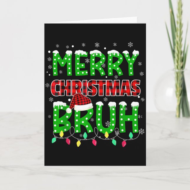 Bruh Christmas Red Plaid  Kort (Framsida)