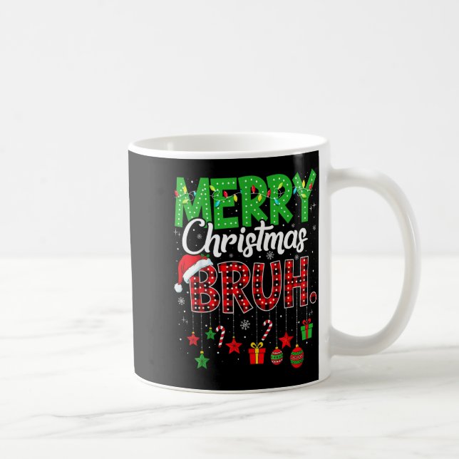 Bruh Christmas Red Plaid Teens Boys Kids Xmas Paja Kaffemugg (Höger)