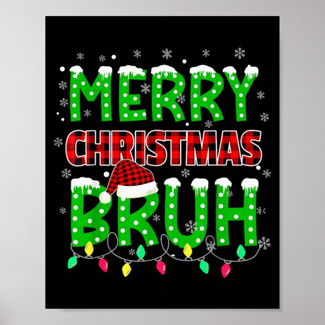 Bruh Christmas Red Plaid Teens Boys Kids Xmas Paja Poster (Framsidan)