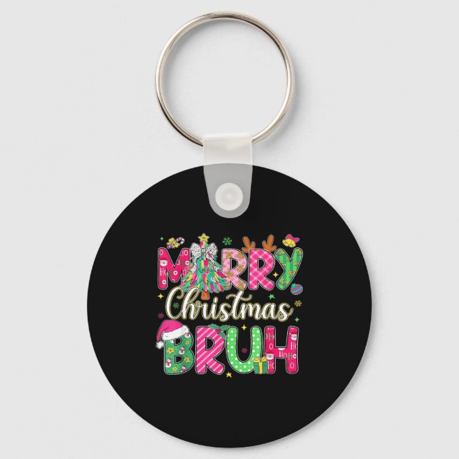 Bruh Christmas Shirt Kids Xmas Men Teen Boys Funny Nyckelring (Framsida)