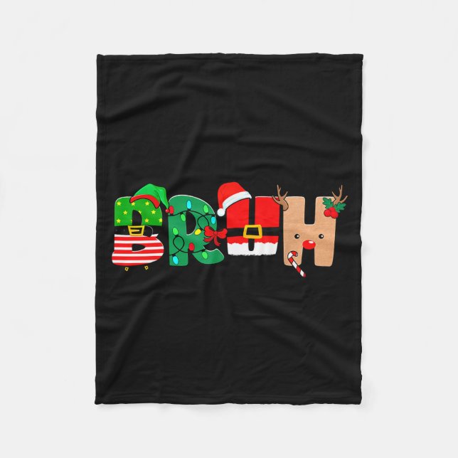 Bruh Christmas Tree Xmas Elf Santa Rudolph Pajamas Fleecefilt (Framsidan)