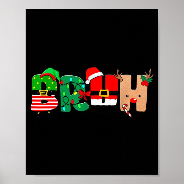 Bruh Christmas Tree Xmas Elf Santa Rudolph Pajamas Poster (Framsidan)