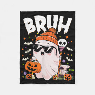 Bruh Cute Ghost Bus eller godis Halloween Costume Fleecefilt