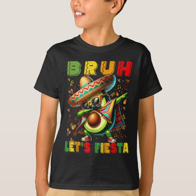 Bruh Dab Avocado Poncho Lets Fiesta Kids Boys Cinc T Shirt (Framsida)