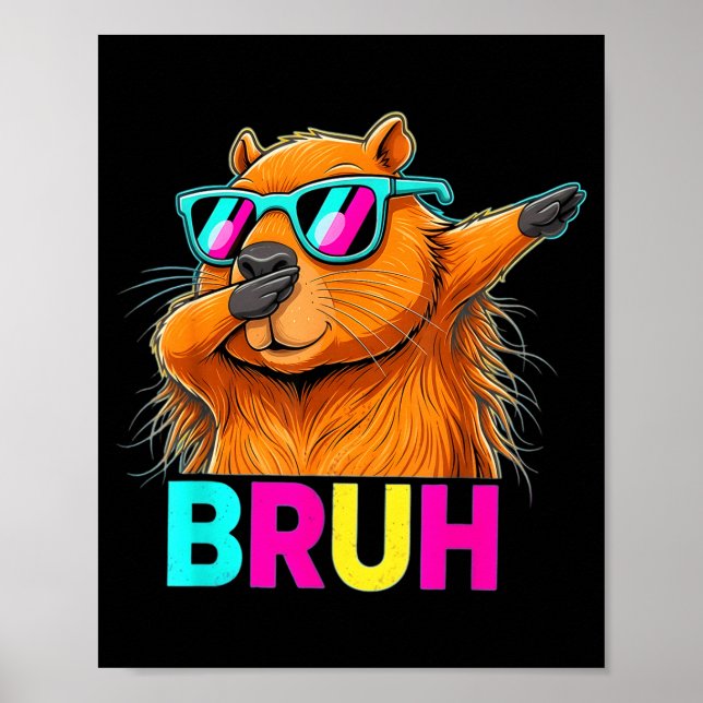 Bruh Dab Bäver Retro Solglasögon Dabba Groundhog F Poster (Framsidan)