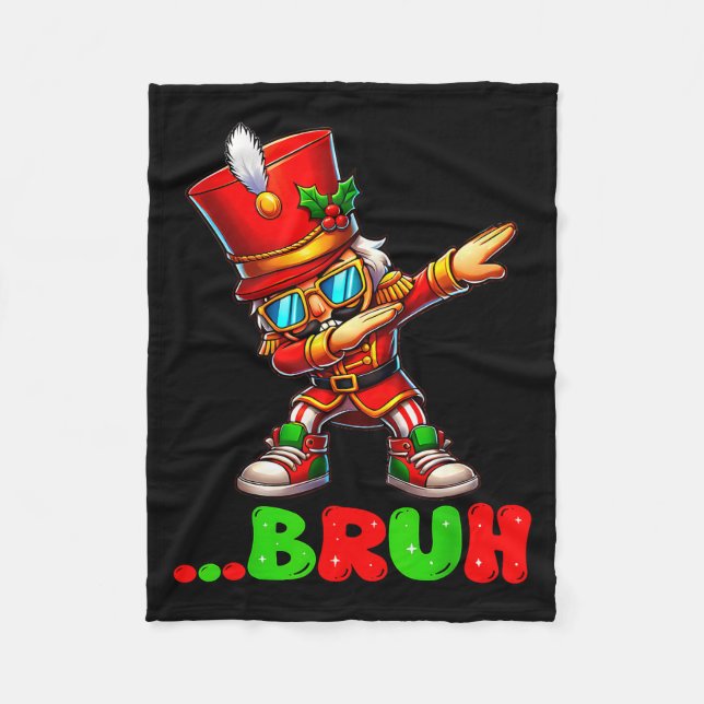 Bruh Dab Nutcracker Funny Kids Boys Mens Christmas Fleecefilt (Framsidan)