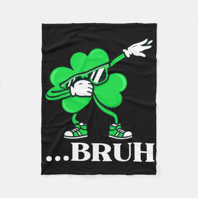 Bruh Dabbar Shamrock Roligt St Patricks Day Tonåri Fleecefilt (Framsidan)