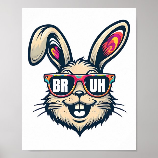 Bruh Dabbing Bunny Påsk Funny Manar Kids Boys Eas Poster (Framsidan)