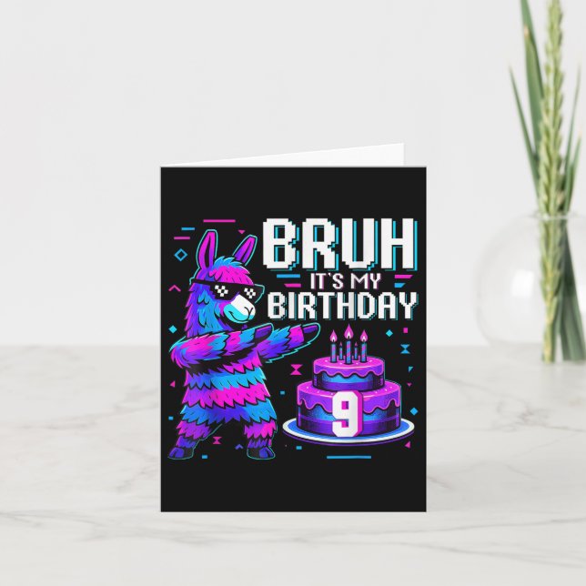 Bruh Dabbing dess 9:e födelsedag Llama Pinata Boy Kort (Framsida)