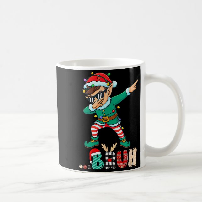 Bruh Dabbing Elf Funny Kids Boys Mens Christmas Ma Kaffemugg (Höger)