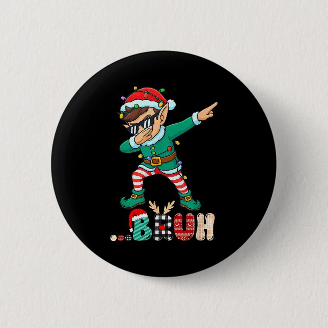 Bruh Dabbing Elf Funny Kids Boys Mens Christmas Ma Knapp (Framsida)