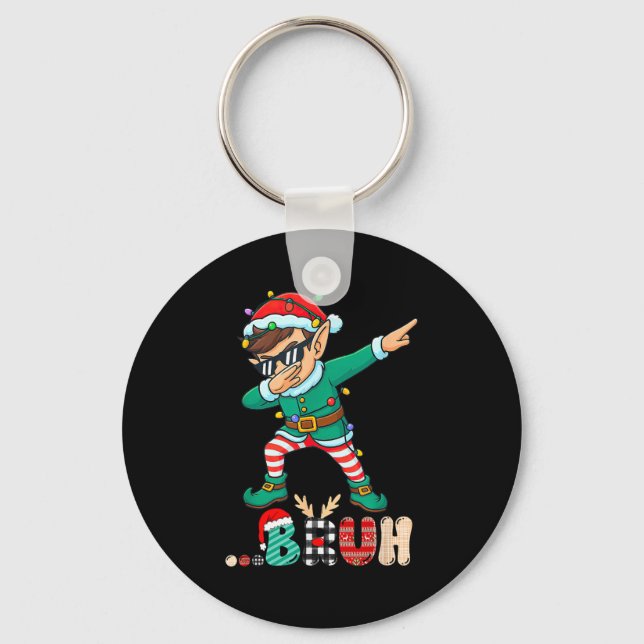 Bruh Dabbing Elf Funny Kids Boys Mens Christmas Ma Nyckelring (Framsida)